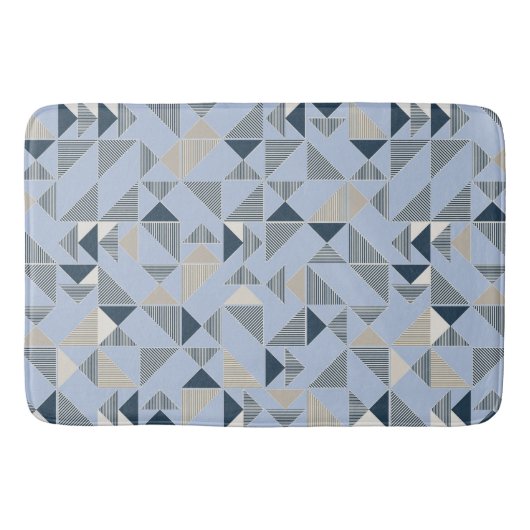 Abstract Blue Grey Geometric Pattern Badmat (Voorkant)