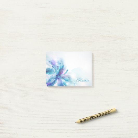 Abstract Blue Hibiscus 4x3 Post-it® Notes (Op bureau)