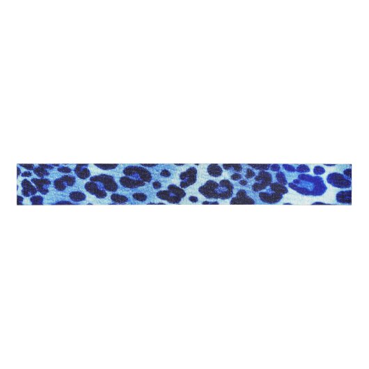 Abstract Blue Hipster Cheetah Animal Print Grosgrain Lint (Voorkant)