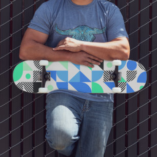 Abstract Blue Mint geometrisch patroon Skateboard