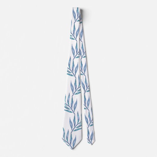 Abstract blue palm leaves stropdas (Voorkant)