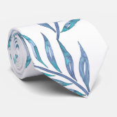 Abstract blue palm leaves stropdas (Opgerold)