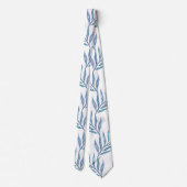 Abstract blue palm leaves stropdas (Achterkant)