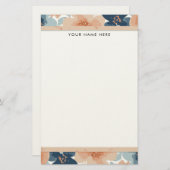 Abstract Blue, Peach, Orange Floral Briefpapier (Voorkant / Achterkant)