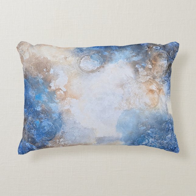Abstract Blue & Sand Textured Clouds Accent Kussen (Voorkant)
