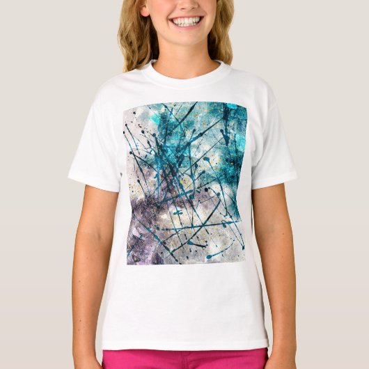 Abstract blue strokes t-shirt (Voorkant)