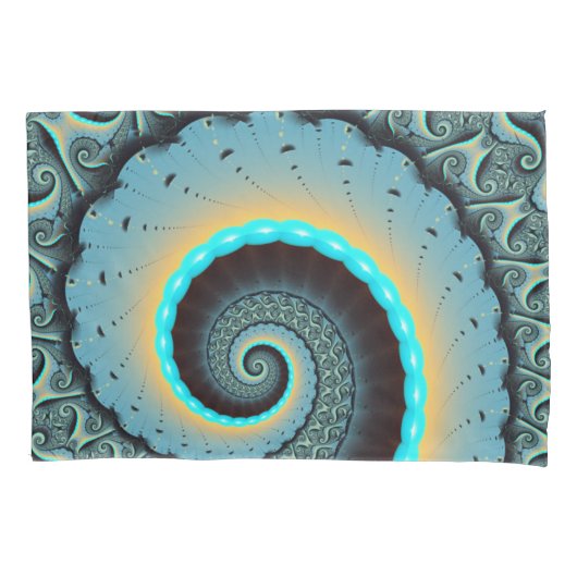 Abstract Blue Turquoise Orange Fractal Art Spiral Kussensloop (Voorkant)