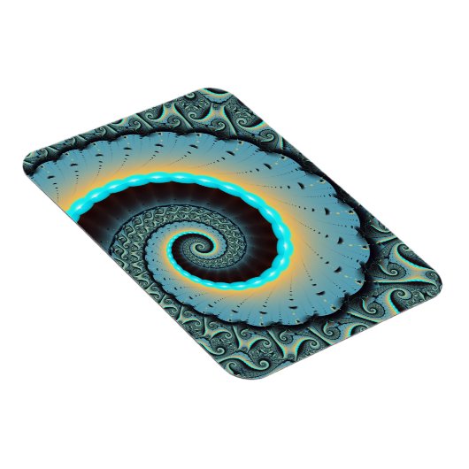 Abstract Blue Turquoise Orange Fractal Art Spiral Magneet (Rechterzijde)