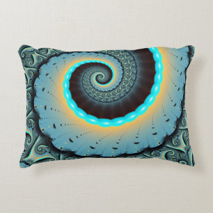 Abstract Blue Turquoise Oranje Fractal Art Spiral Accent Kussen