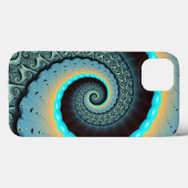 Abstract Blue Turquoise Oranje Fractal Art Spiral Case-Mate iPhone Case (Achterkant (horizontaal))