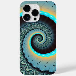 Abstract Blue Turquoise Oranje Fractal Art Spiral Case-Mate iPhone 14 Pro Max Hoesje