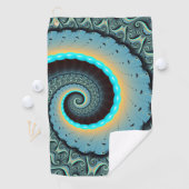 Abstract Blue Turquoise Oranje Fractal Art Spiral Golfhanddoek (Insitu)