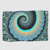 Abstract Blue Turquoise Oranje Fractal Art Spiral Golfhanddoek (Horizontaal)