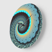 Abstract Blue Turquoise Oranje Fractal Art Spiral Grote Klok (Hoek)