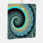 Abstract Blue Turquoise Oranje Fractal Art Spiral Keramisch Ornament (Rechts)
