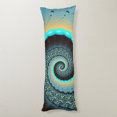 Abstract Blue Turquoise Oranje Fractal Art Spiral Lichaamskussen (Achterkant (Verticaal))