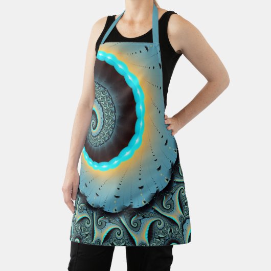 Abstract Blue Turquoise Oranje Fractal Art Spiral Schort (Insitu)