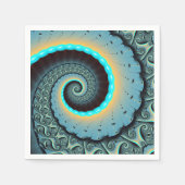 Abstract Blue Turquoise Oranje Fractal Art Spiral Servet (Voorkant)