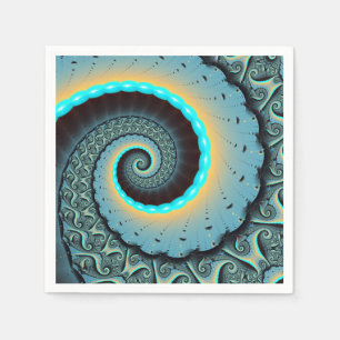 Abstract Blue Turquoise Oranje Fractal Art Spiral Servet