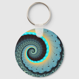 Abstract Blue Turquoise Oranje Fractal Art Spiral Sleutelhanger