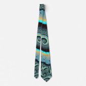 Abstract Blue Turquoise Oranje Fractal Art Spiral Stropdas (Achterkant)