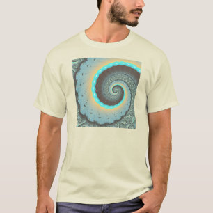 Abstract Blue Turquoise Oranje Fractal Art Spiral T-shirt