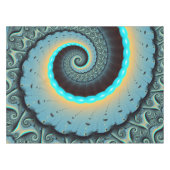 Abstract Blue Turquoise Oranje Fractal Art Spiral Tafelkleed (Voorkant (Horizontaal))