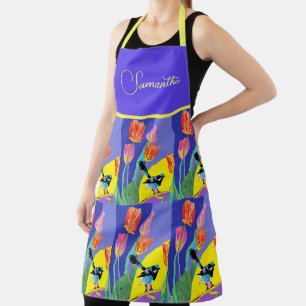 Abstract Blue Wren Australian Bird Birds Apron Schort