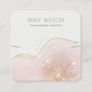 Abstract Blush Gold Glitter Shiny Earning Display Vierkante Visitekaartje