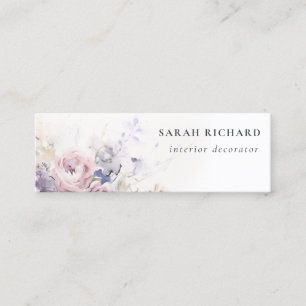Abstract Blush Lila Waterverf Roos Bloemen Bunch Mini Visitekaartje