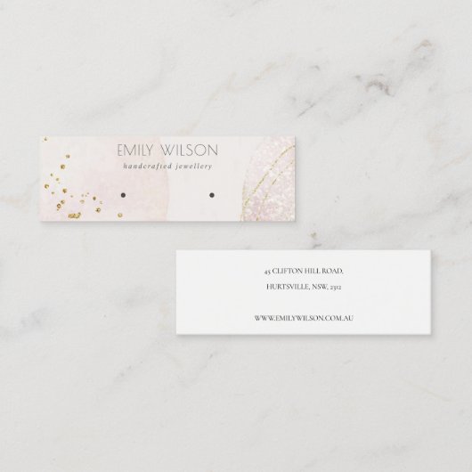 Abstract Blush Waterverf Glanzend beeldscherm Mini Visitekaartje (Voorkant / Achterkant)