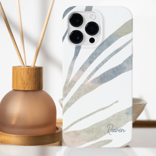 Abstract Boho Bladeren met Naam Case-Mate iPhone 14 Pro Max Hoesje