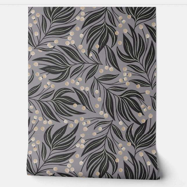 Abstract boho bladpatroon motief behang (Afrollen)