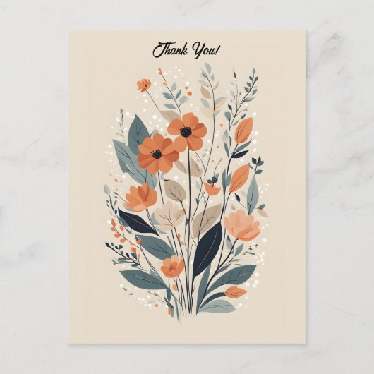 Abstract Boho Bloem Dank Je Briefkaart (Voorkant)