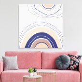 Abstract Boho Bogen - Blauw en Beige Canvas Afdruk (Insitu (Woonkamer))