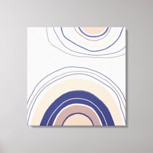 Abstract Boho Bogen - Blauw en Beige Canvas Afdruk (Voorkant)