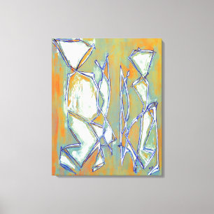 Abstract Boho Chic Paar Kleurrijk Sinaasappel Wit Canvas Afdruk
