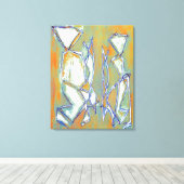 Abstract Boho Chic Paar Kleurrijk Sinaasappel Wit Canvas Afdruk (Insitu (Houten vloer))