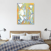 Abstract Boho Chic Paar Kleurrijk Sinaasappel Wit Canvas Afdruk (Insitu (Slaapkamer))