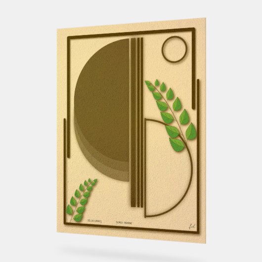 Abstract Boho Geometric Arch & Leaves Beige Textur (Angle)