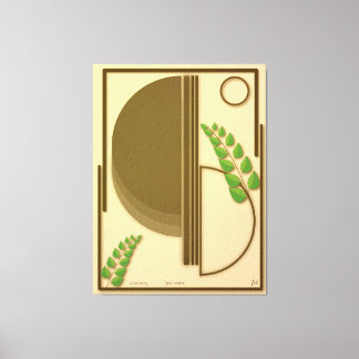 Abstract Boho Geometric Arch & Leaves Beige Textur Canvas Afdruk