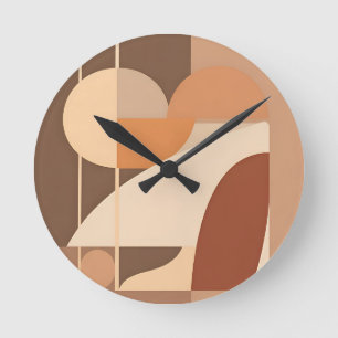 Abstract Boho Geometrisch Terracotta Modern Ronde Klok