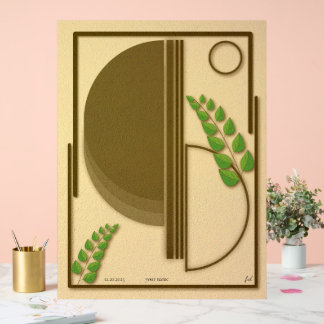 Abstract Boho Geometrische Boog & Bladeren Beige T Acryl Bord