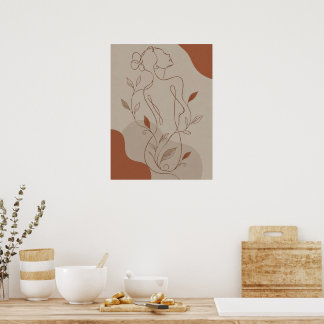 Abstract Boho Vrouwelijk Silhouet en Aardetonen Sh Poster