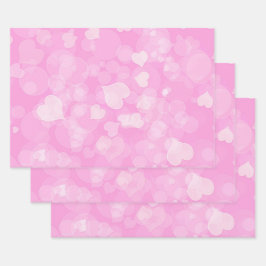 Abstract Bokeh Pink Hearts Love Patroon Inpakpapier Vel