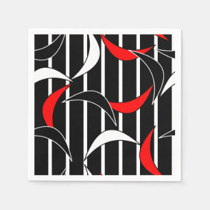 Abstract Boomerang-ontwerp voor rood, zwart en wit Servet
