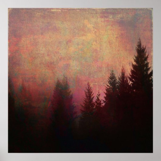 Abstract boslandschap Art Grunge Sky Colours Poster (Voorkant)