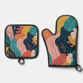 Abstract Botanical Flow Ovenwant & Pannenlap Set (Voorkant)