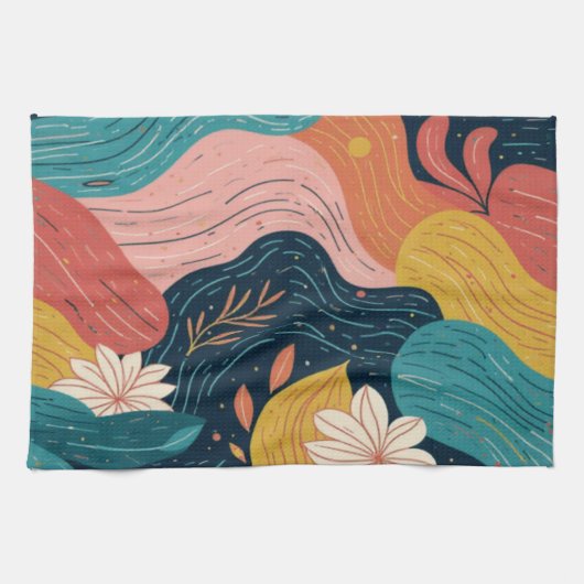 Abstract Botanical Flow Theedoek (Horizontaal)