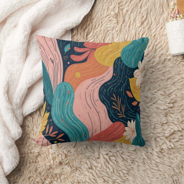 Abstract Botanical Flow Throw Pillow Kussen (Deken)